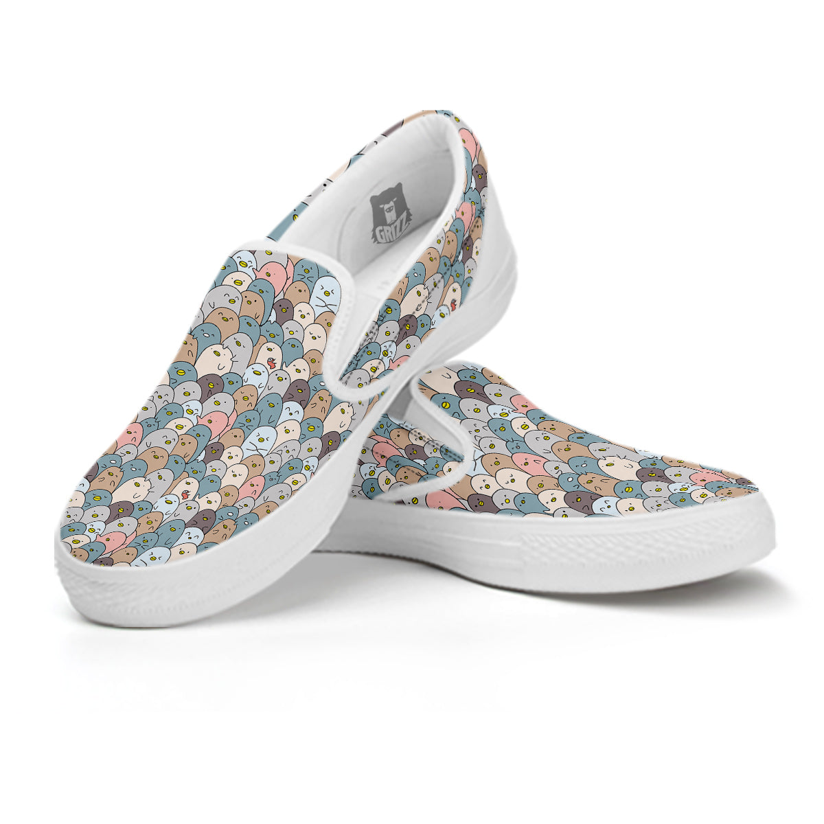 Penguin Cute Colorful Print Pattern White Slip On Shoes-grizzshop