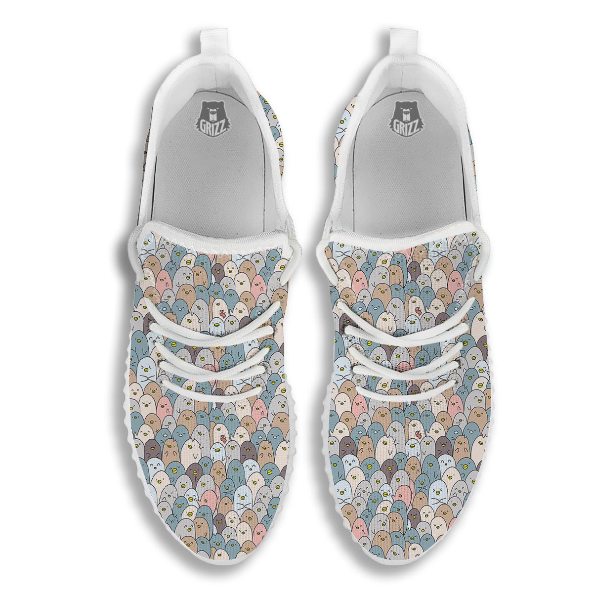 Penguin Cute Colorful Print Pattern White Walking Shoes-grizzshop