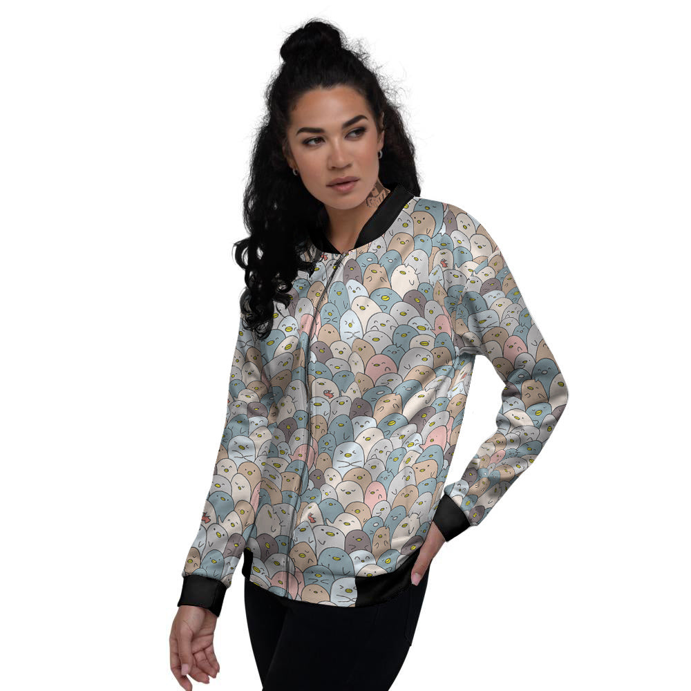 Penguin Cute Colorful Print Pattern Women's Bomber Jacket-grizzshop