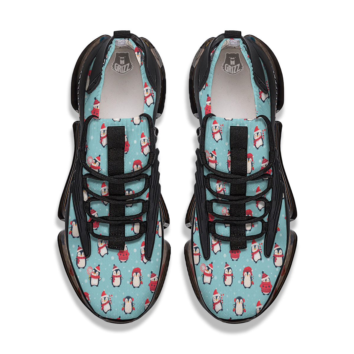 Penguin Cute Snowy Print Pattern Black Gym Shoes-grizzshop
