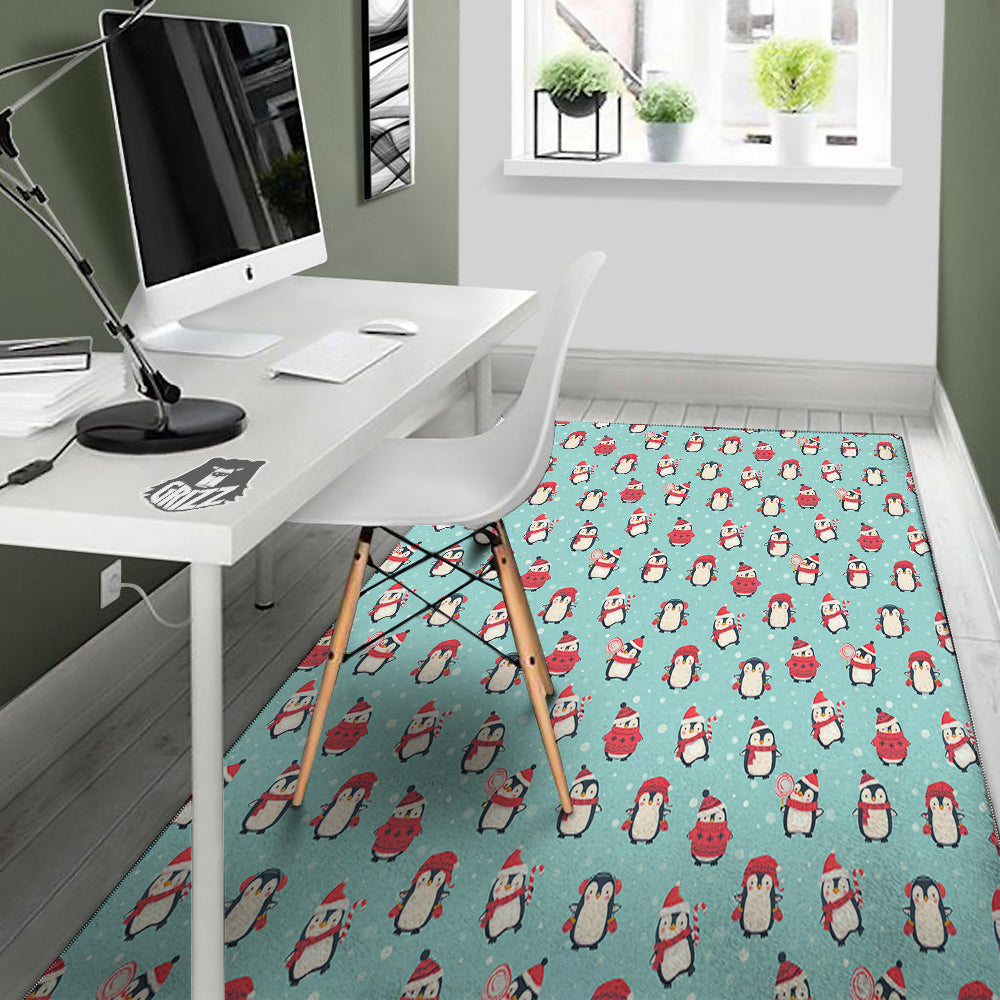 Penguin Cute Snowy Print Pattern Floor Mat-grizzshop