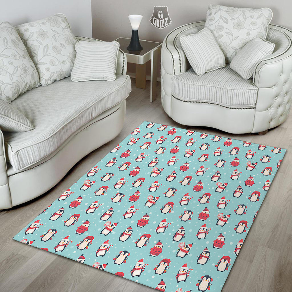 Penguin Cute Snowy Print Pattern Floor Mat-grizzshop