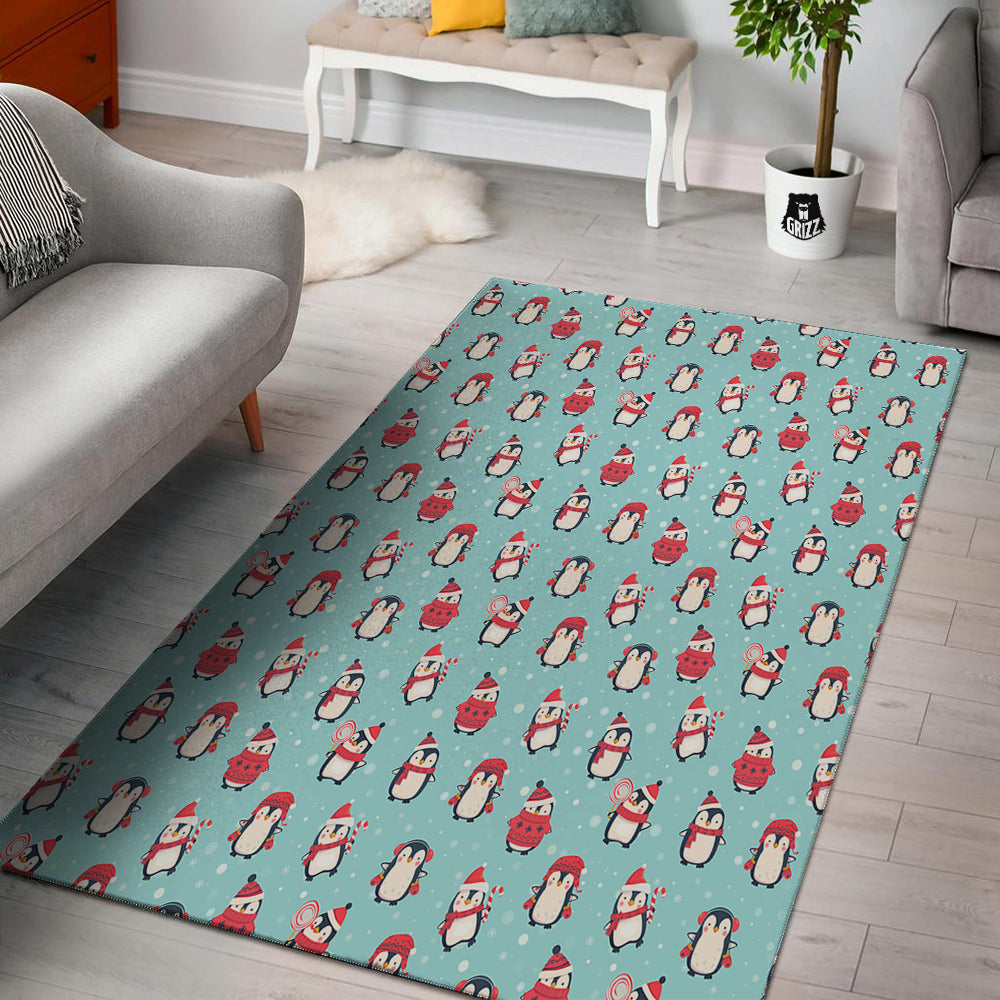 Penguin Cute Snowy Print Pattern Floor Mat-grizzshop