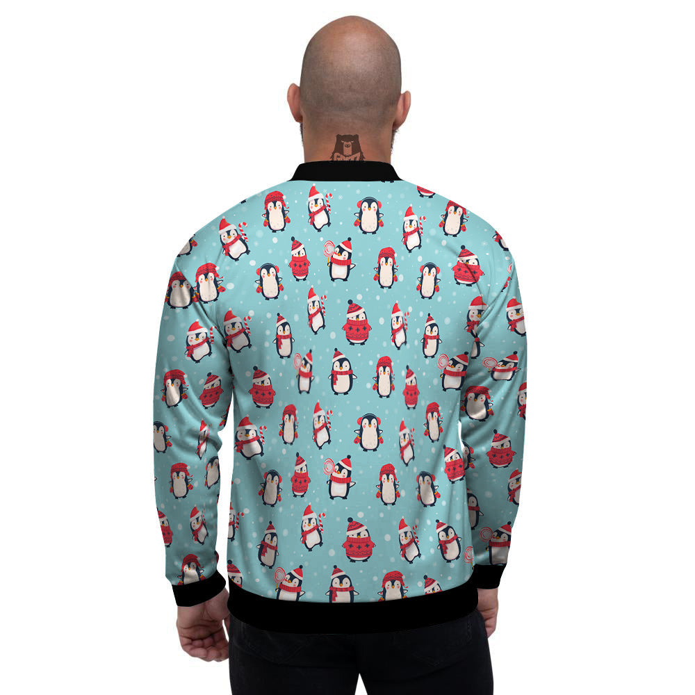 Penguin Cute Snowy Print Pattern Men's Bomber Jacket-grizzshop
