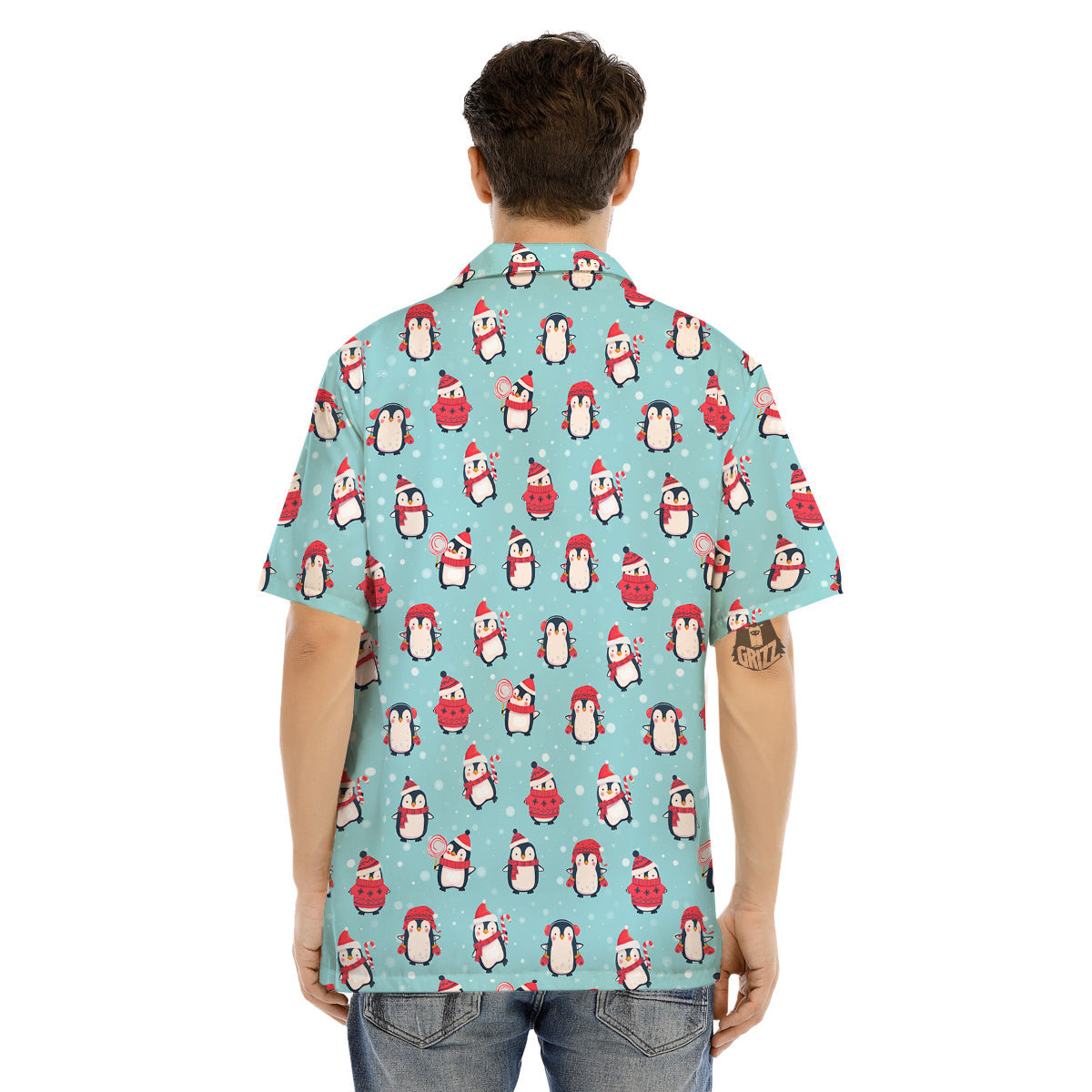 Penguin Cute Snowy Print Pattern Men's Hawaiian Shirt-grizzshop
