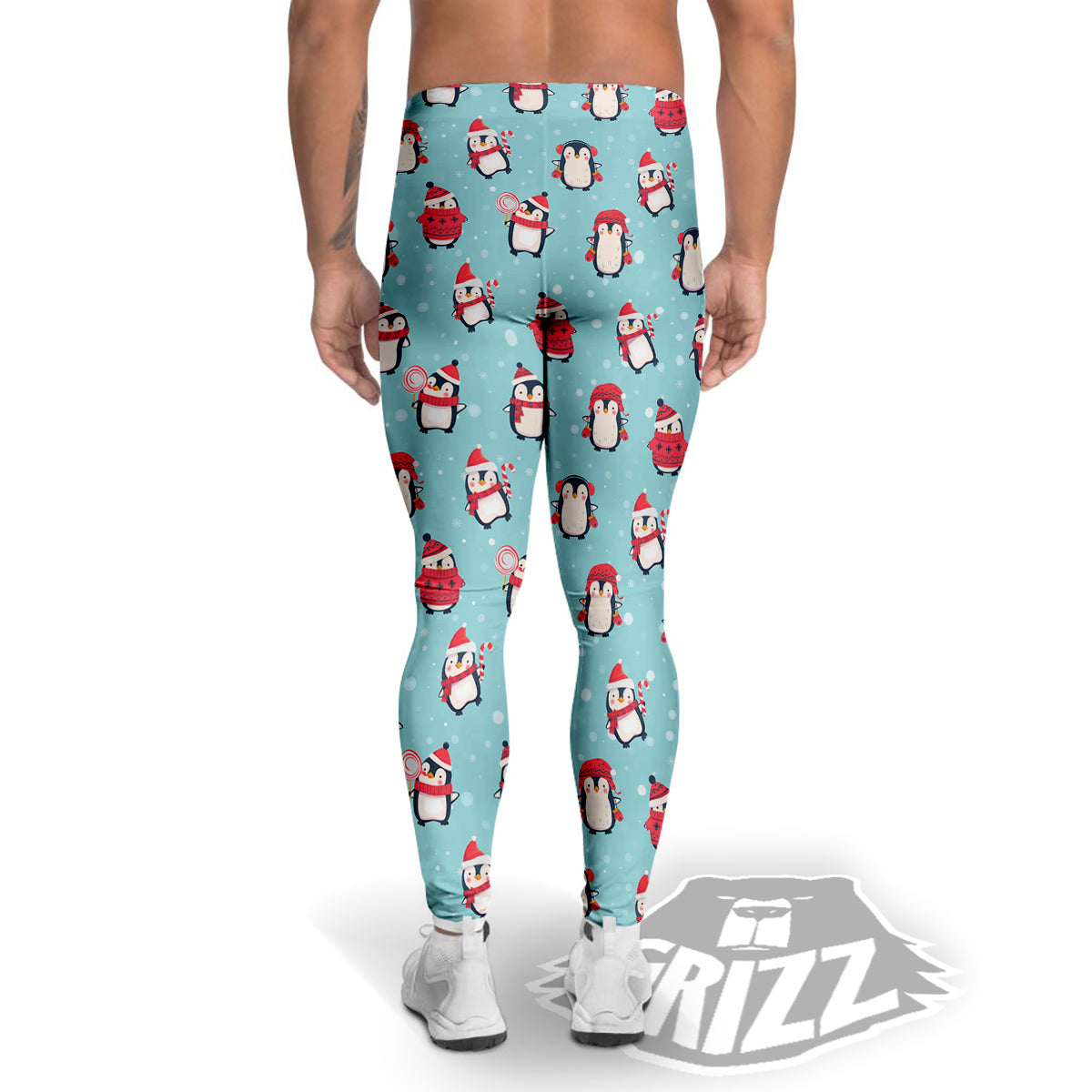 Penguin Cute Snowy Print Pattern Men's Leggings-grizzshop