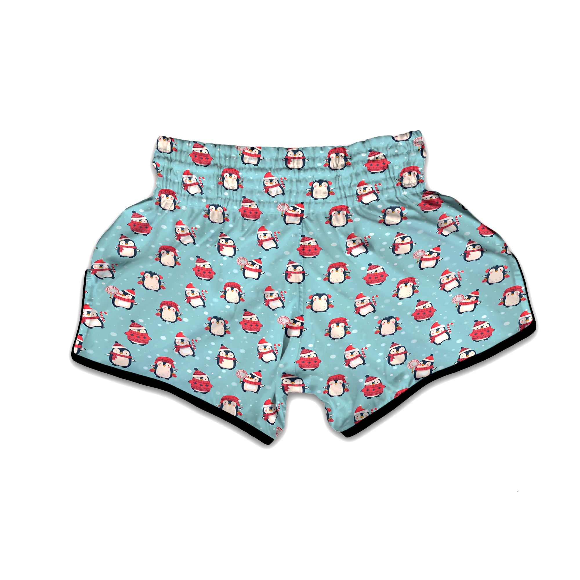 Penguin Cute Snowy Print Pattern Muay Thai Boxing Shorts-grizzshop