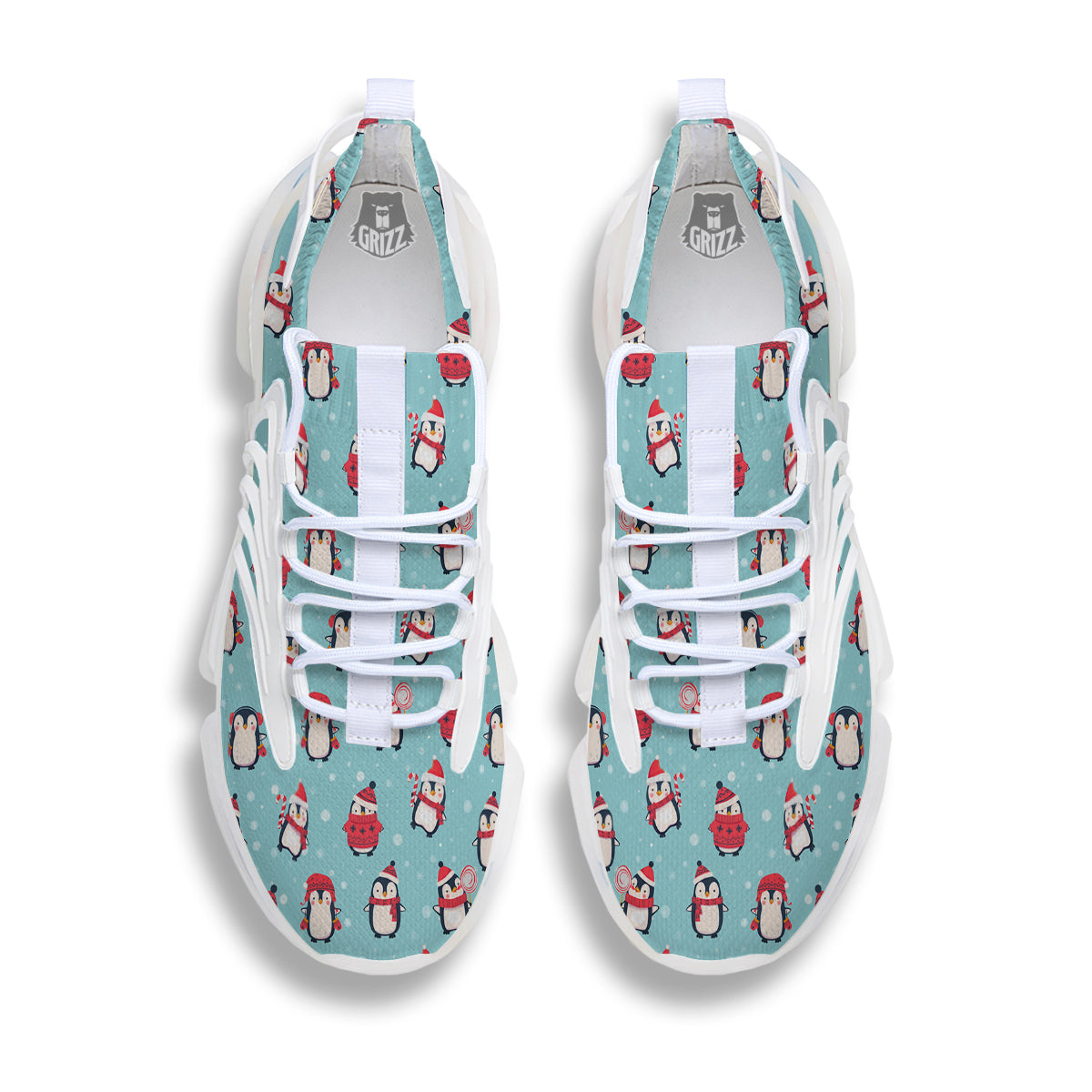 Penguin Cute Snowy Print Pattern White Gym Shoes-grizzshop