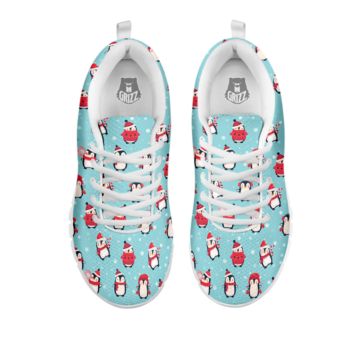 Penguin Cute Snowy Print Pattern White Sneaker-grizzshop