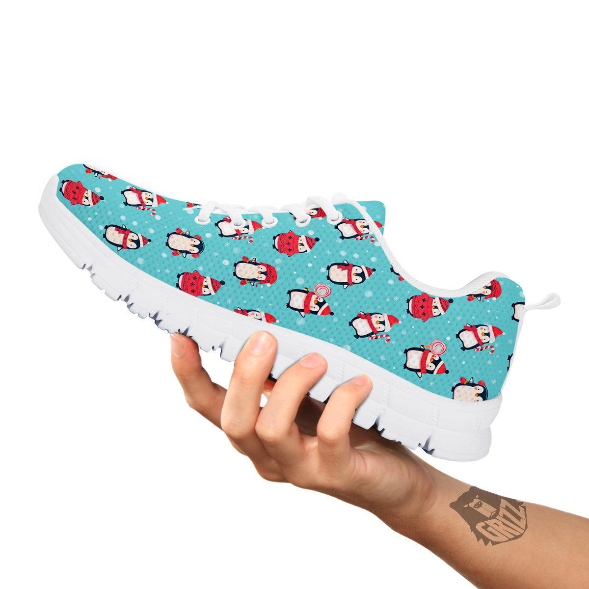Penguin Cute Snowy Print Pattern White Sneaker-grizzshop