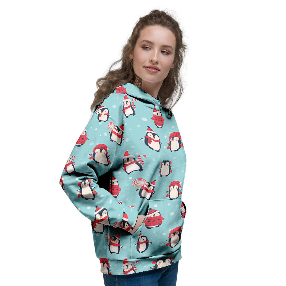 Penguin Cute Snowy Print Pattern Women's Hoodie-grizzshop