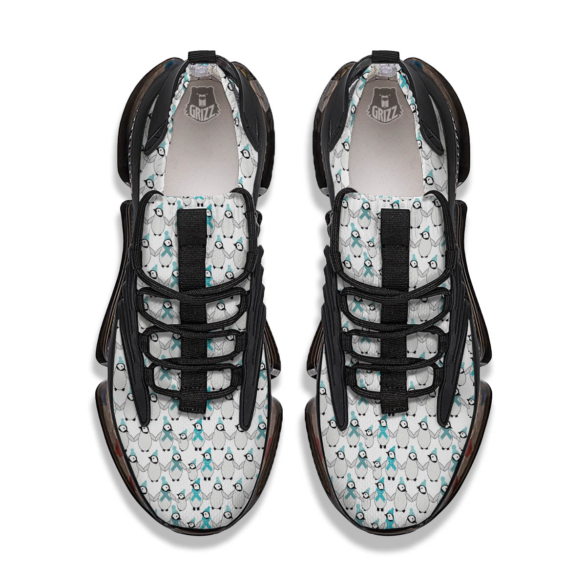 Penguin Emperor Cartoon Print Pattern Black Gym Shoes-grizzshop