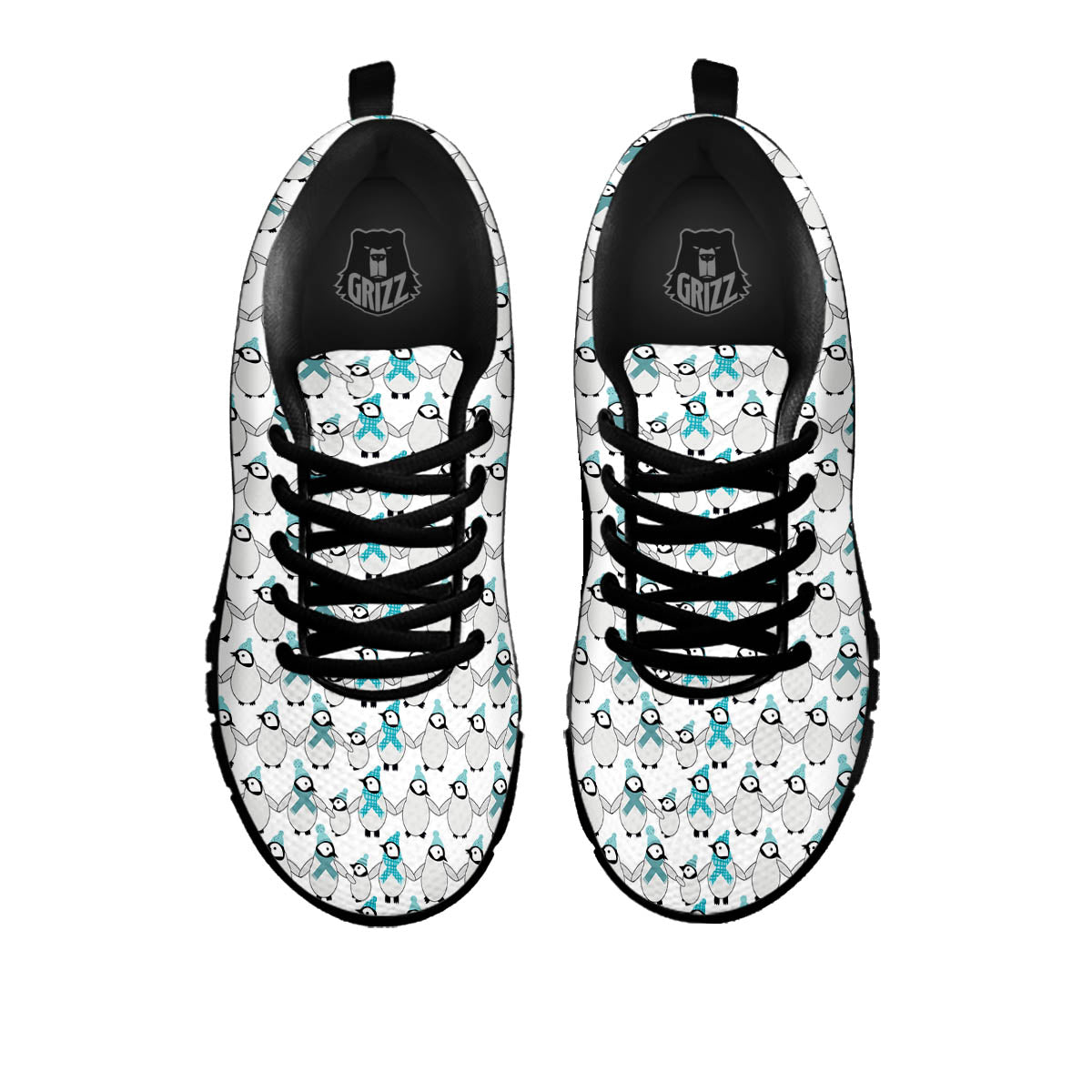 Penguin Emperor Cartoon Print Pattern Black Sneaker-grizzshop