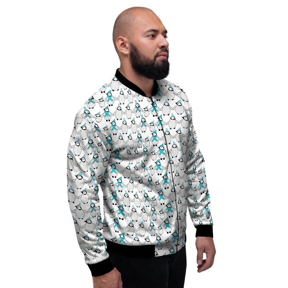 Penguin Emperor Cartoon Print Pattern Men's Bomber Jacket-grizzshop