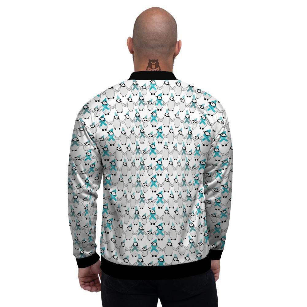 Penguin Emperor Cartoon Print Pattern Men's Bomber Jacket-grizzshop