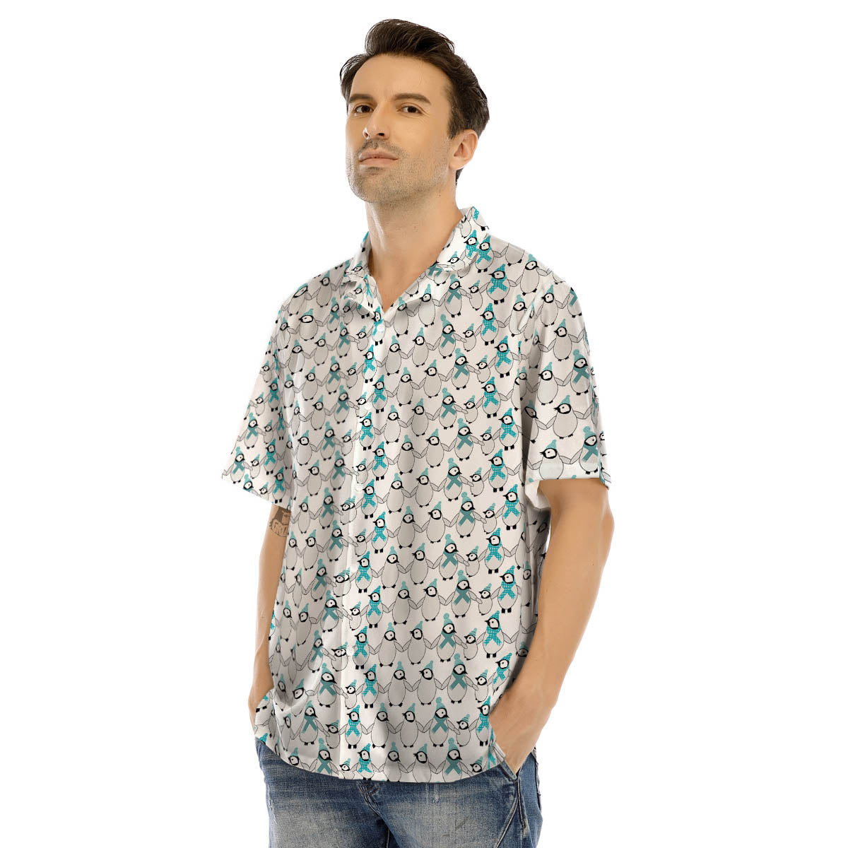 Penguin Emperor Cartoon Print Pattern Men's Hawaiian Shirt-grizzshop