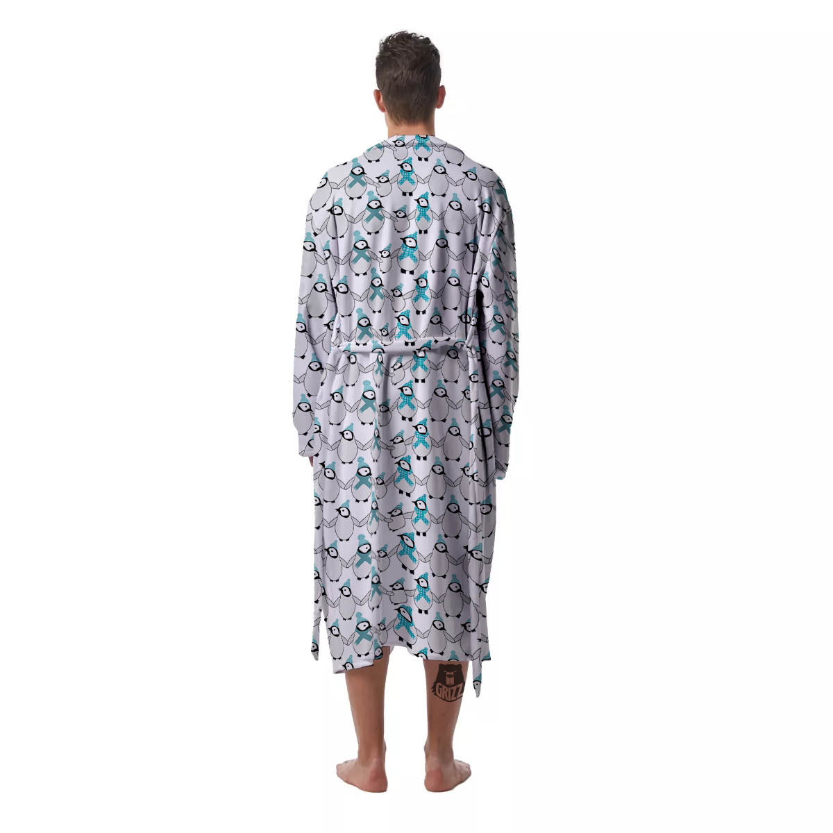 Penguin Emperor Cartoon Print Pattern Men's Robe-grizzshop