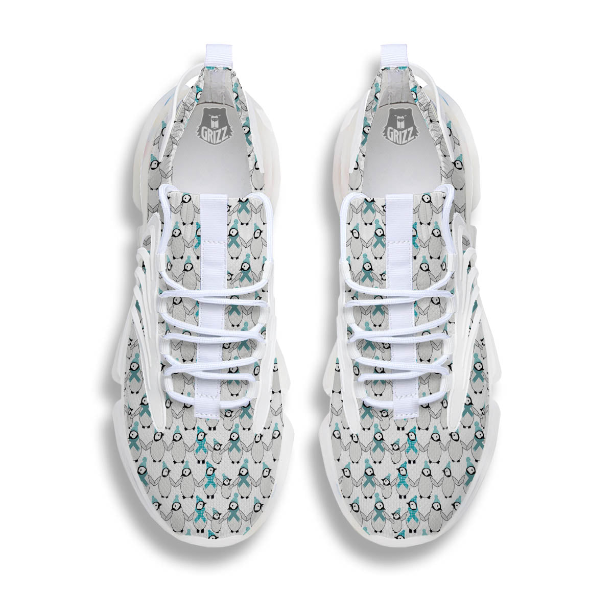Penguin Emperor Cartoon Print Pattern White Gym Shoes-grizzshop