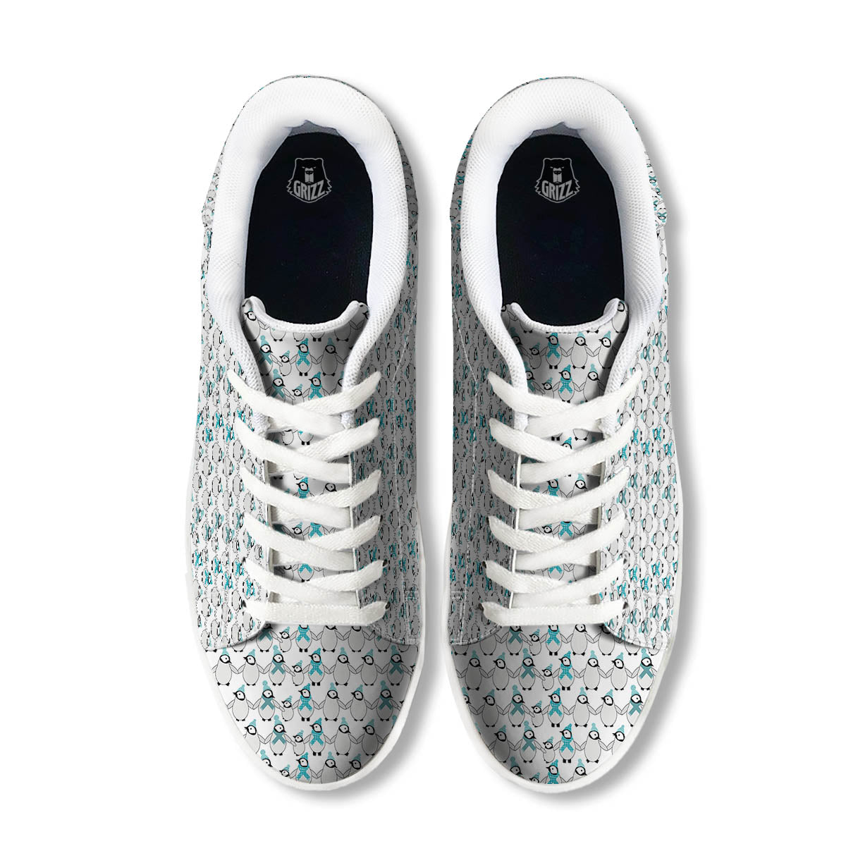 Penguin Emperor Cartoon Print Pattern White Low Top Sneakers-grizzshop