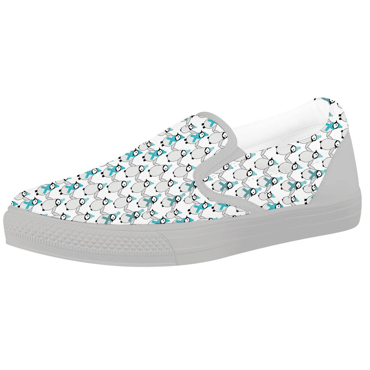 Penguin Emperor Cartoon Print Pattern White Slip On Shoes-grizzshop