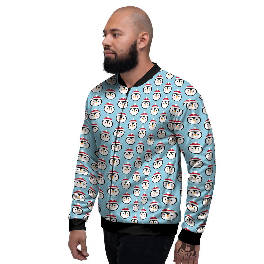 Penguin Face Cute Print Pattern Men's Bomber Jacket-grizzshop