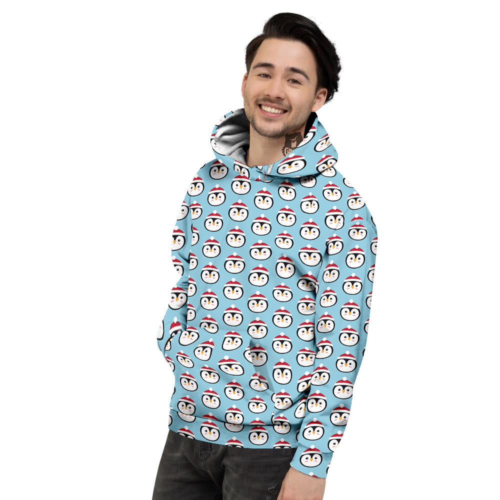 Penguin Face Cute Print Pattern Men's Hoodie-grizzshop
