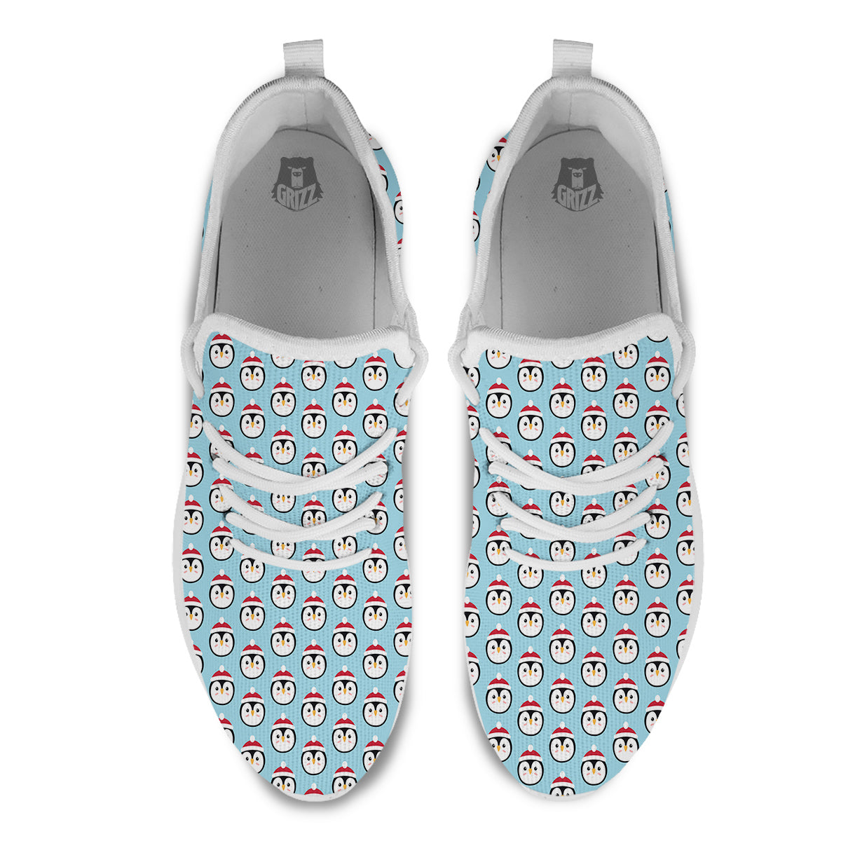 Penguin Face Cute Print Pattern White Athletic Shoes-grizzshop