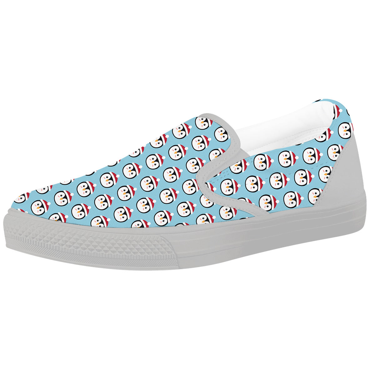 Penguin Face Cute Print Pattern White Slip On Shoes-grizzshop