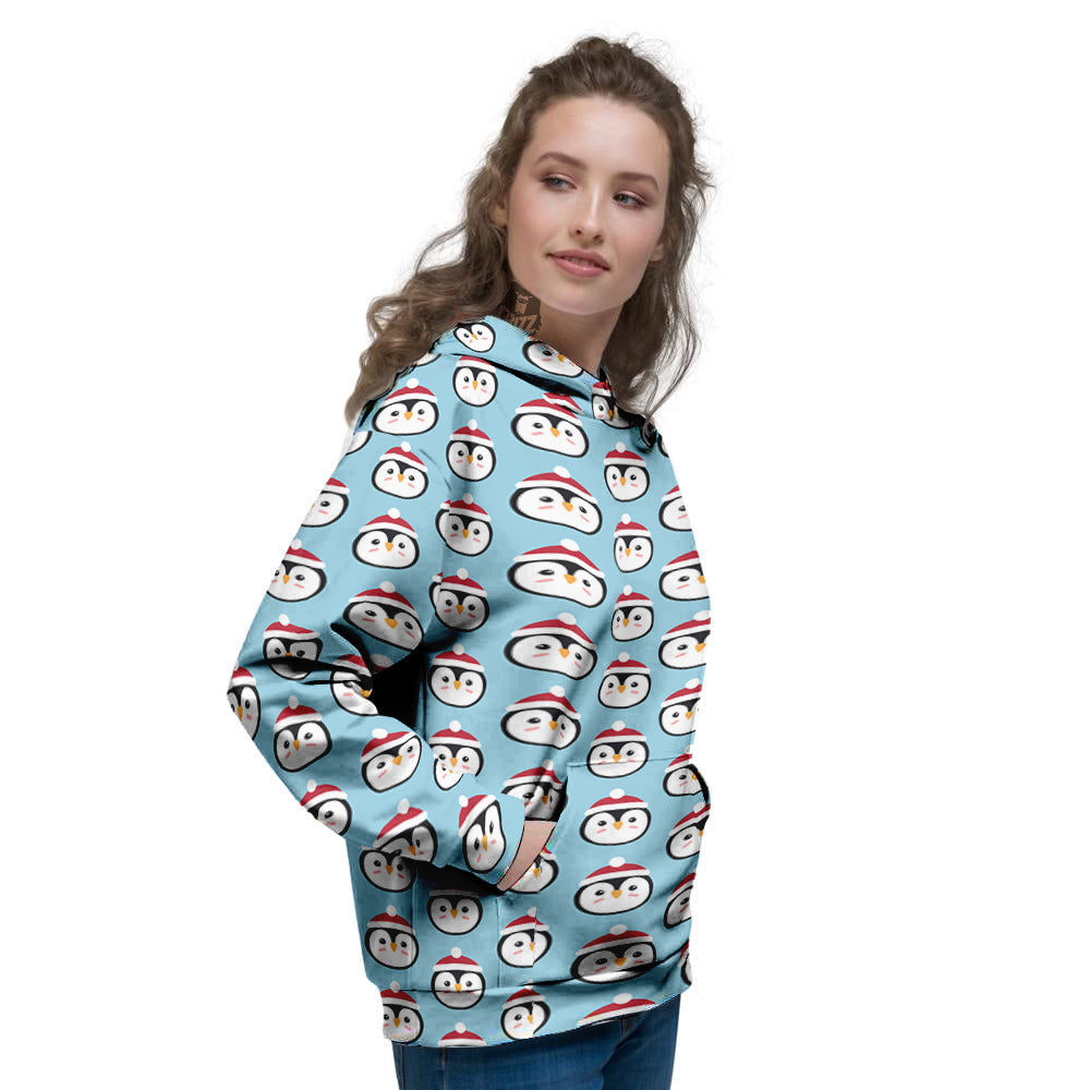 Penguin Face Cute Print Pattern Women's Hoodie-grizzshop