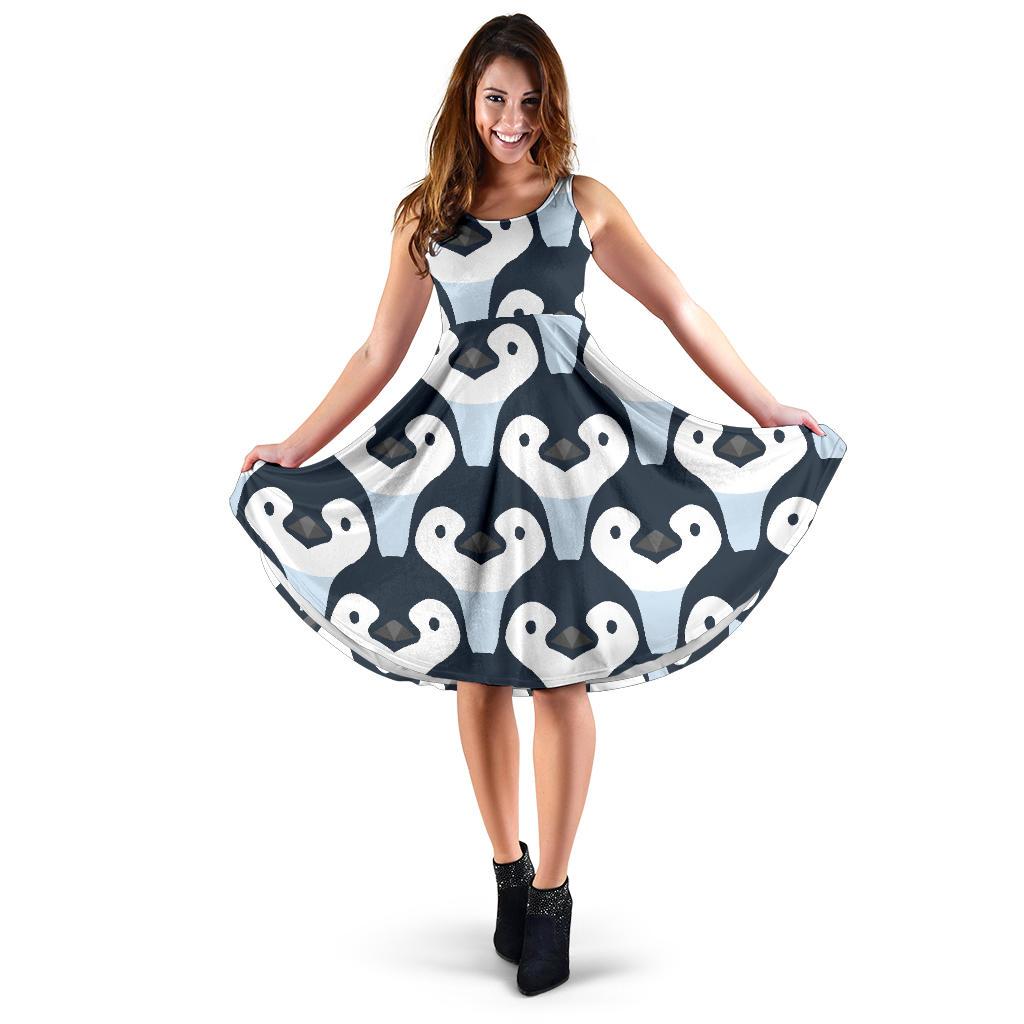 Penguin Face Pattern Print Dress-grizzshop