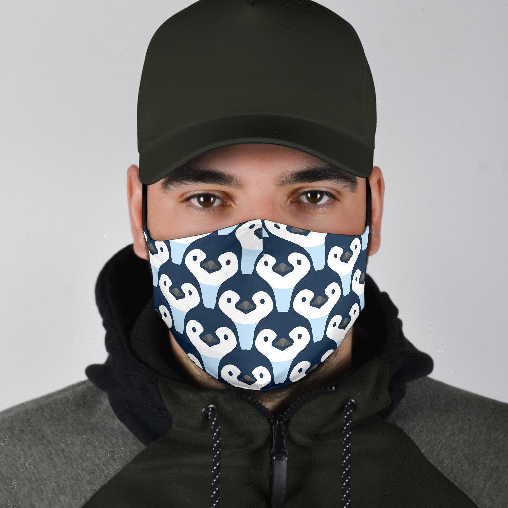 Penguin Face Pattern Print Face Mask-grizzshop