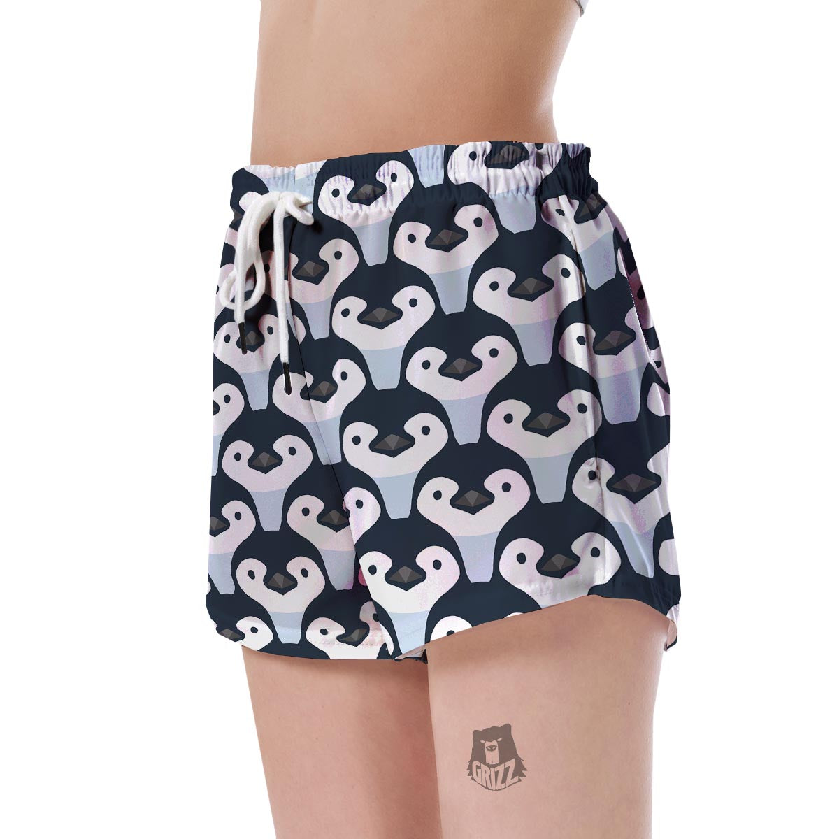 Penguin Face Pattern Print Women's Shorts-grizzshop