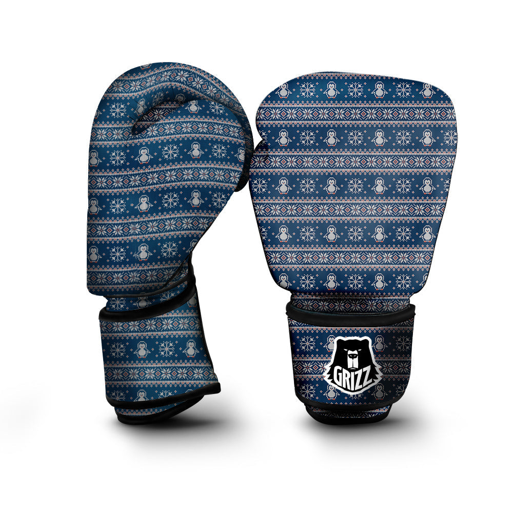 Penguin Knitted Christmas Print Boxing Gloves-grizzshop