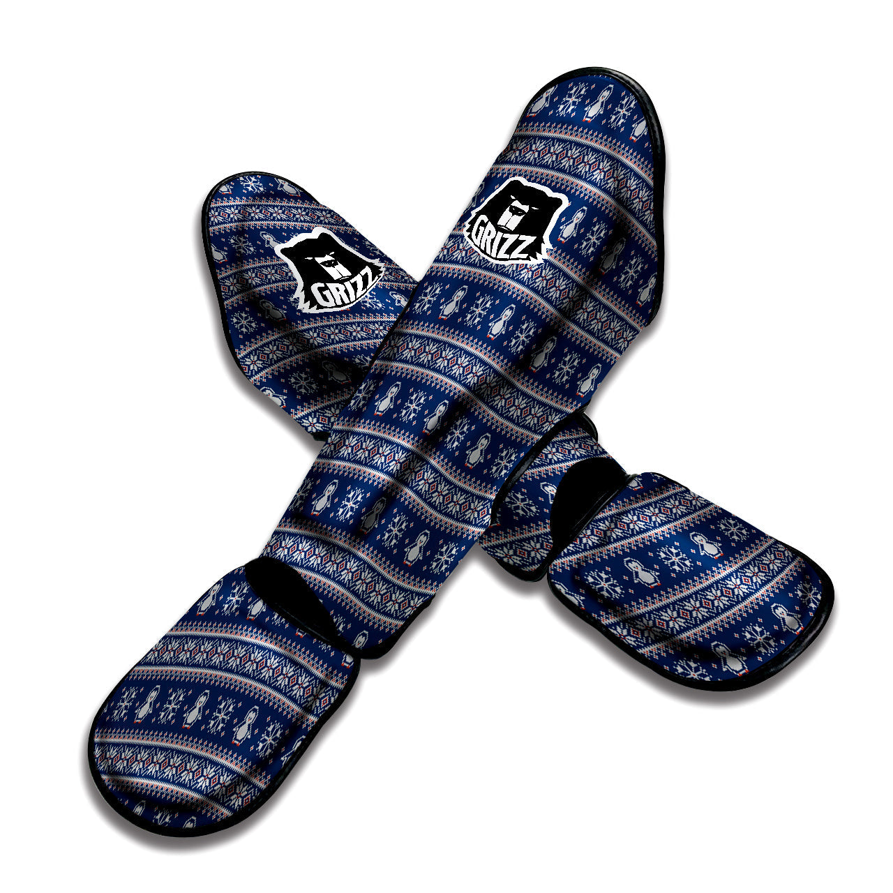 Penguin Knitted Christmas Print Muay Thai Shin Guards-grizzshop