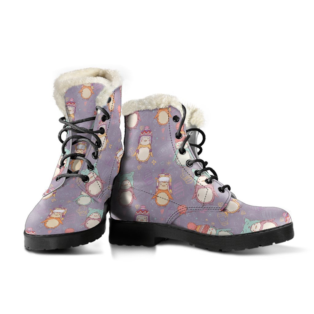Penguin Pattern Print Comfy Winter Boots-grizzshop