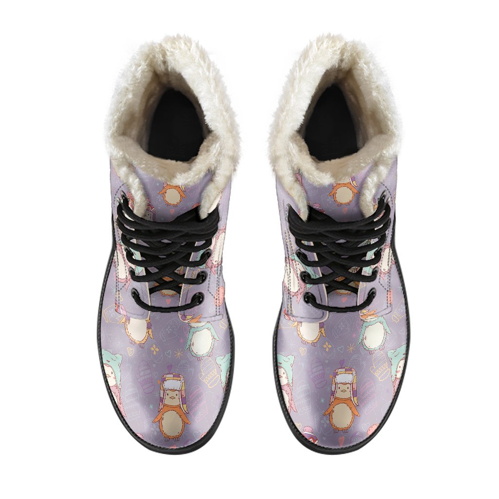 Penguin Pattern Print Comfy Winter Boots-grizzshop