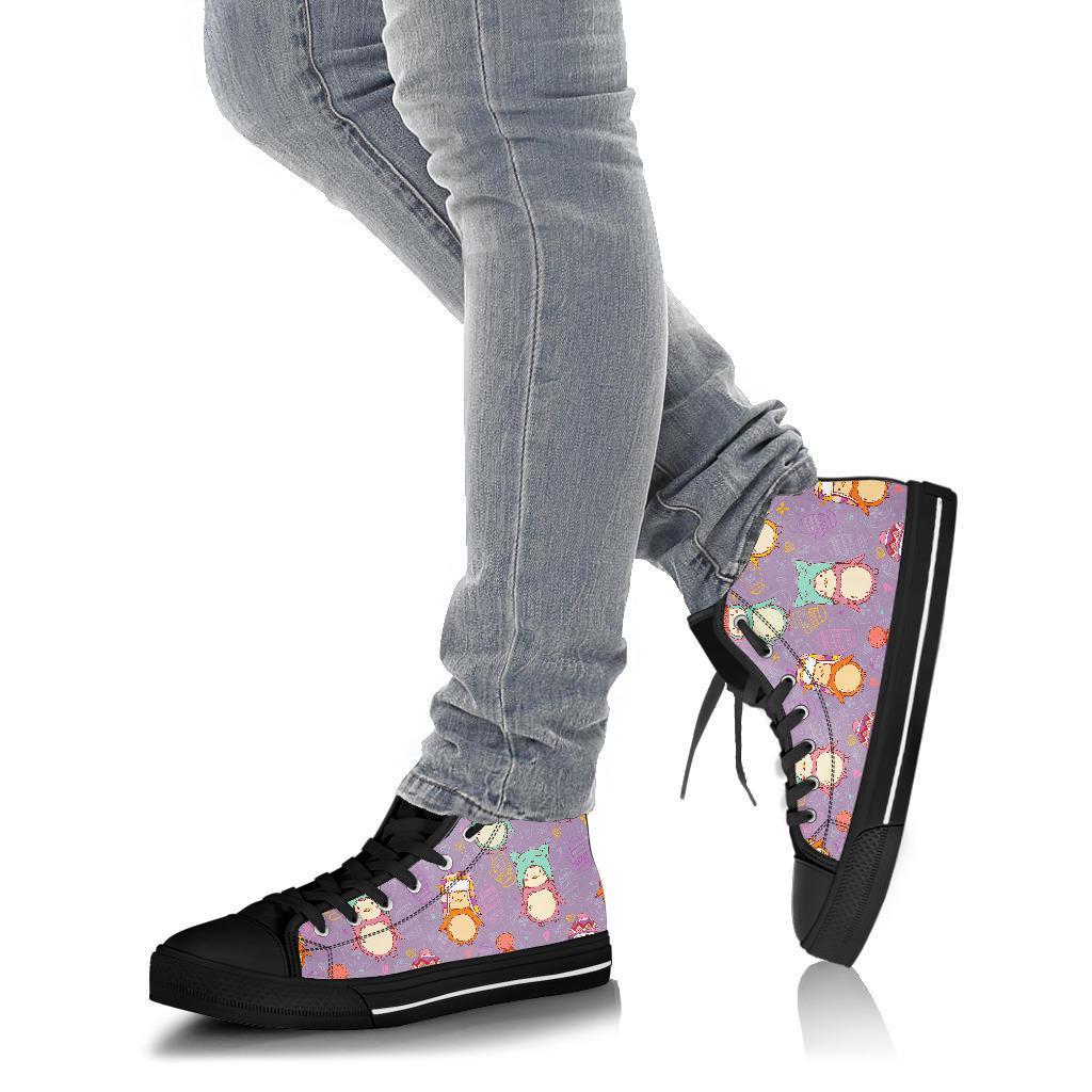 Penguin Pattern Print Men Women's High Top Shoes-grizzshop