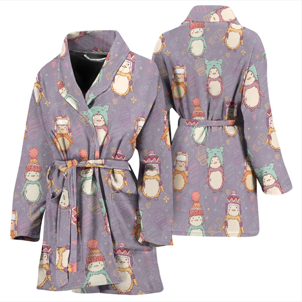 Penguin Pattern Print Pattern Print Women Long Robe-grizzshop
