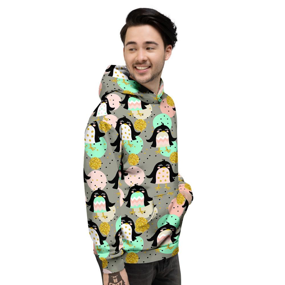 Penguin Pink Polka Print Pattern Men's Hoodie-grizzshop