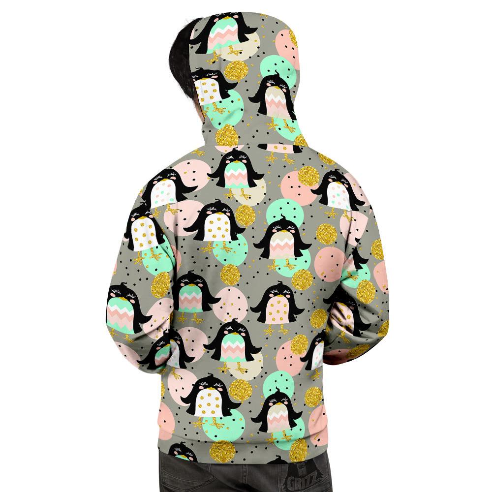 Penguin Pink Polka Print Pattern Men's Hoodie-grizzshop