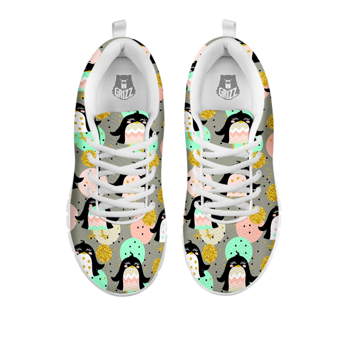 Penguin Pink Polka Print Pattern White Sneaker-grizzshop