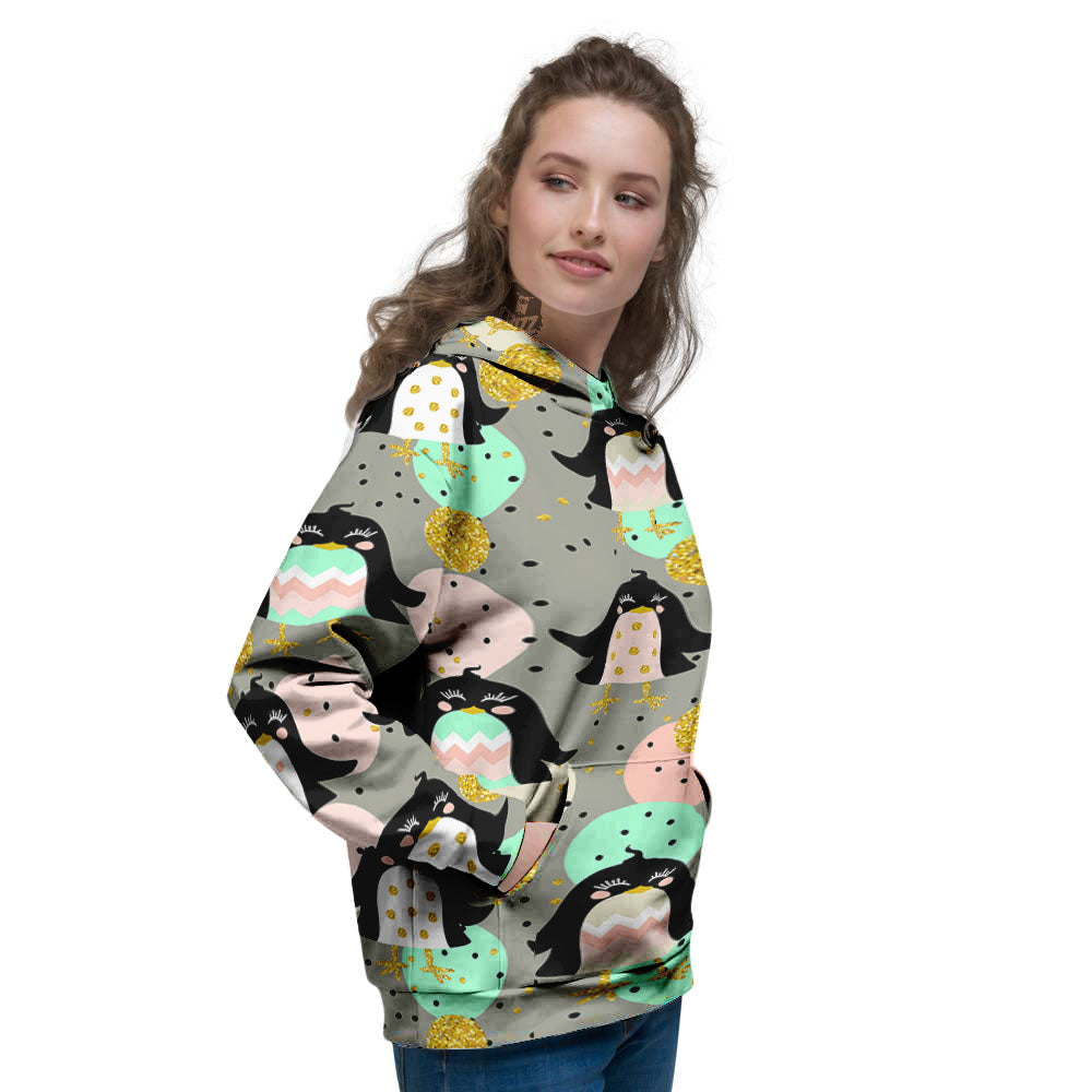 Penguin Pink Polka Print Pattern Women's Hoodie-grizzshop