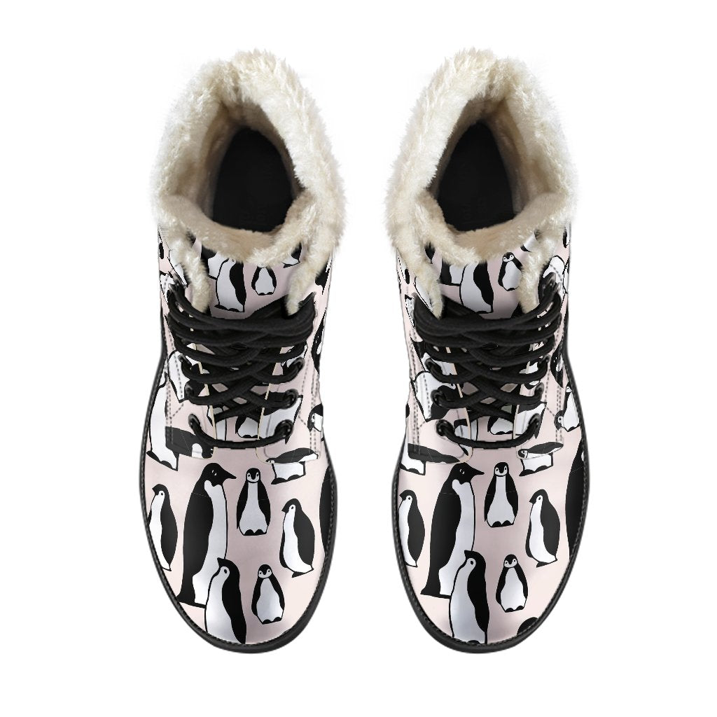Penguin Print Pattern Comfy Winter Boots-grizzshop
