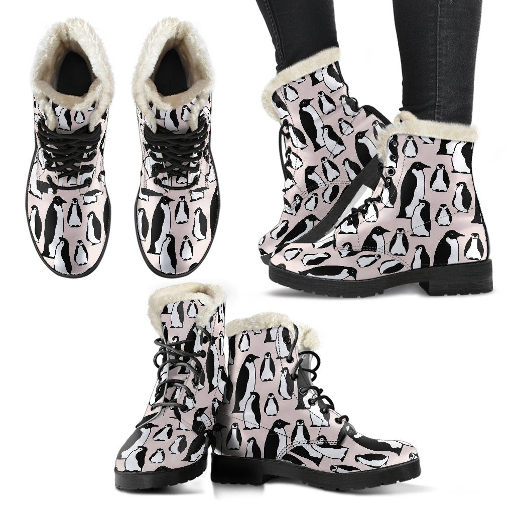 Penguin Print Pattern Comfy Winter Boots-grizzshop