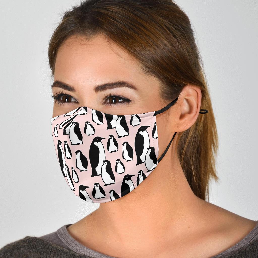 Penguin Print Pattern Face Mask-grizzshop