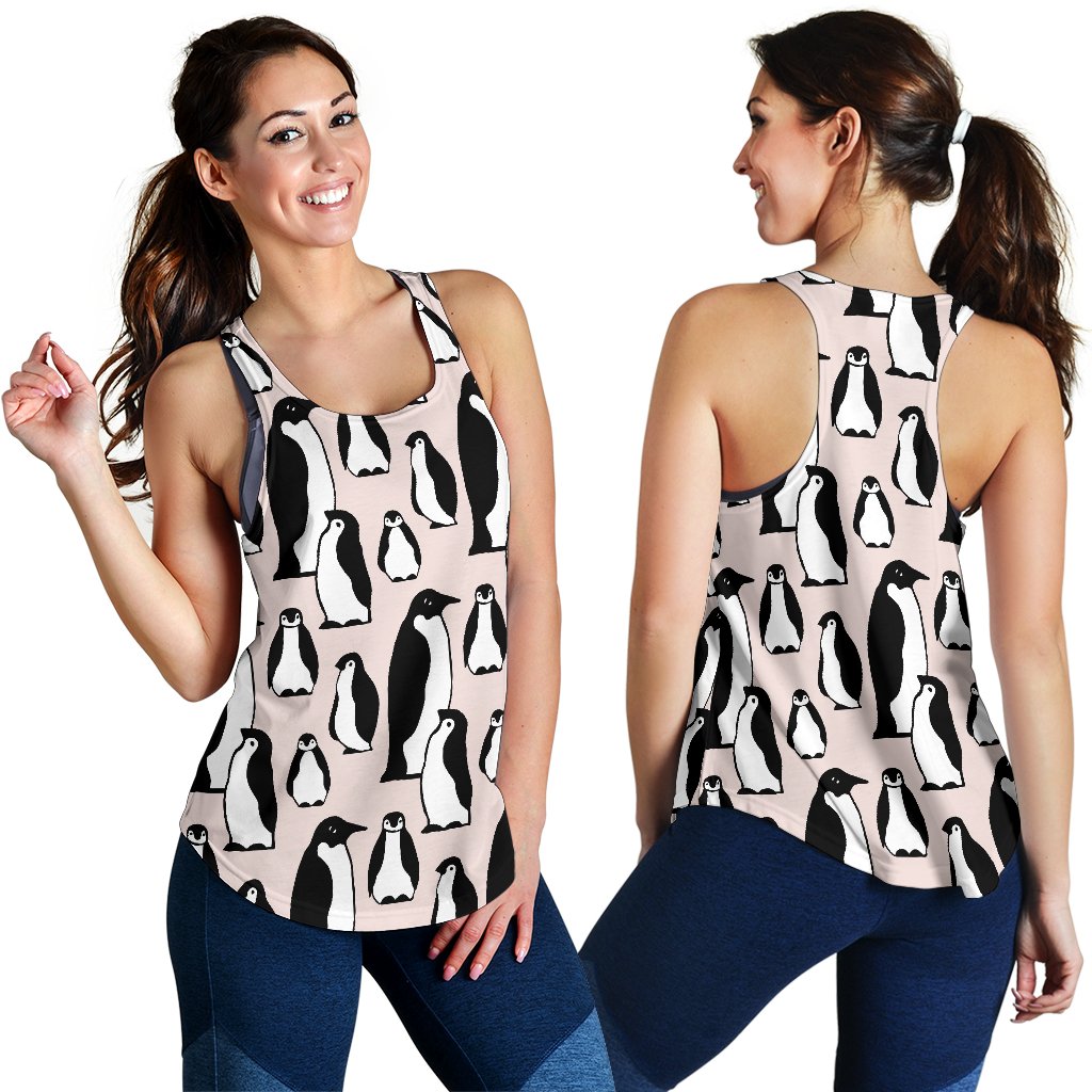 Penguin Print Pattern Women's Racerback Tank Tops-grizzshop