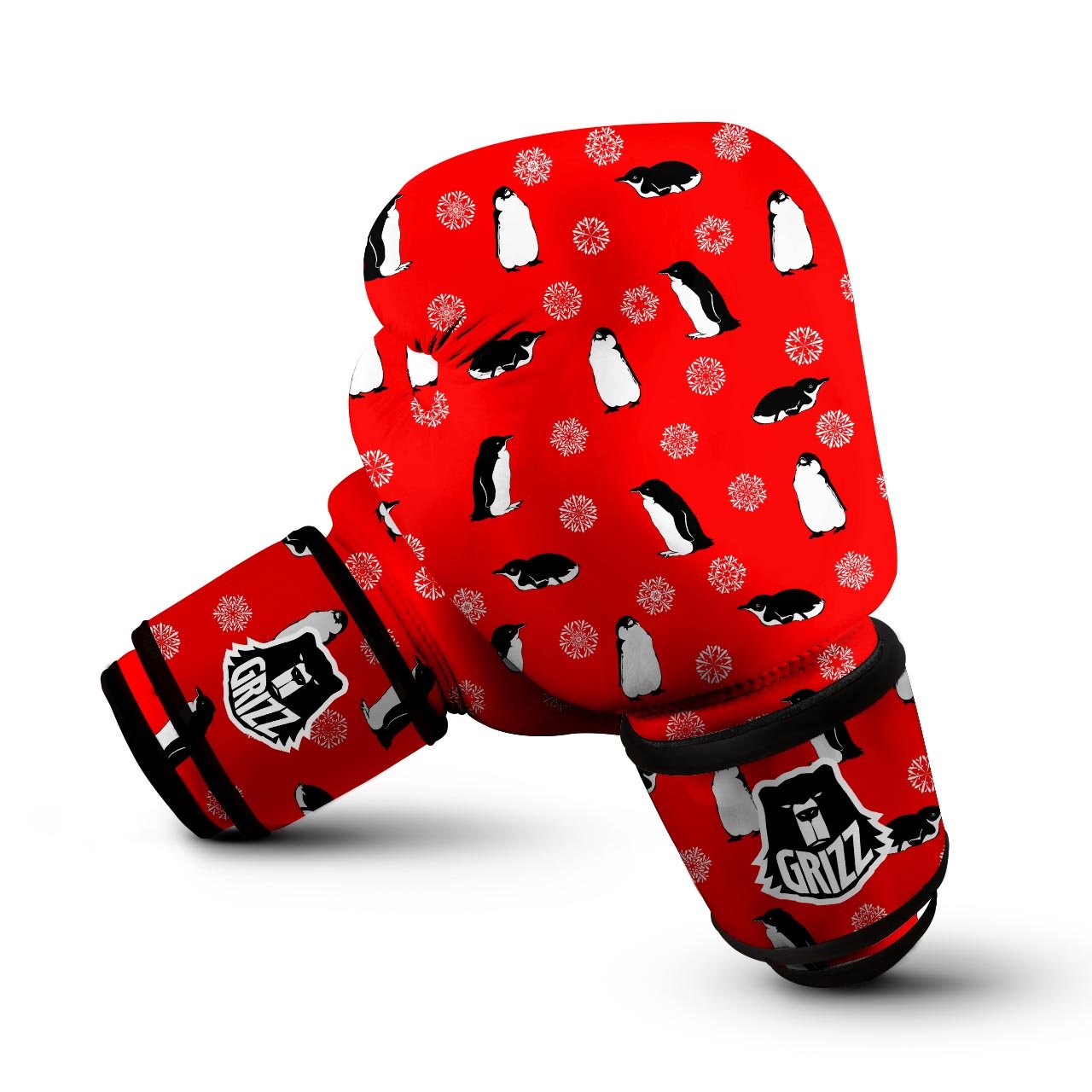 Penguin Red Snow Print Pattern Boxing Gloves-grizzshop
