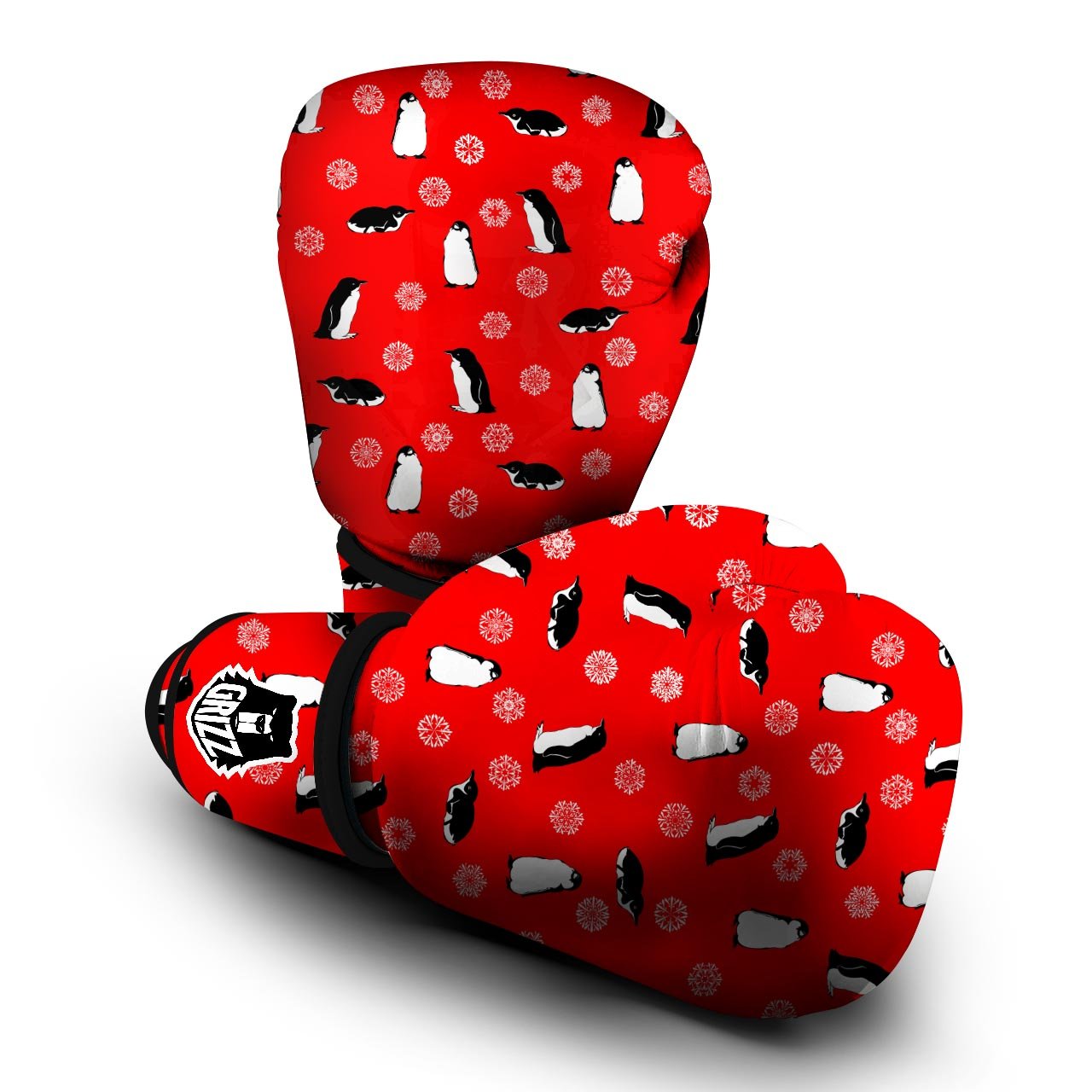 Penguin Red Snow Print Pattern Boxing Gloves-grizzshop