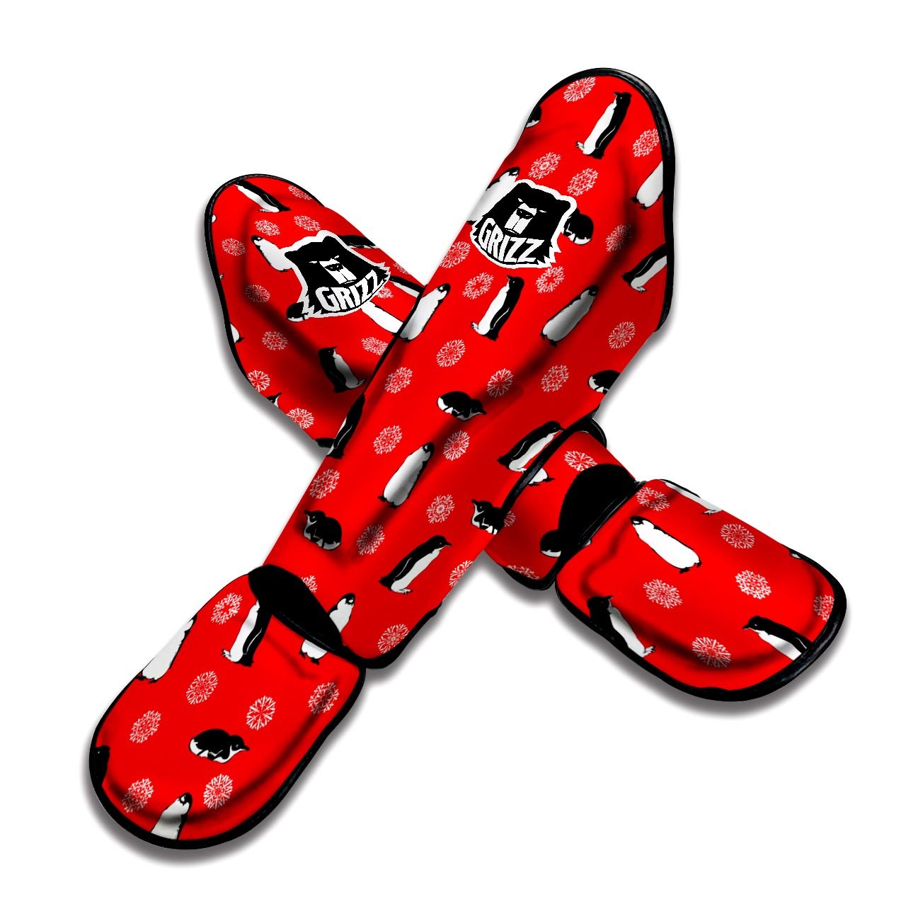 Penguin Red Snow Print Pattern Muay Thai Shin Guards-grizzshop