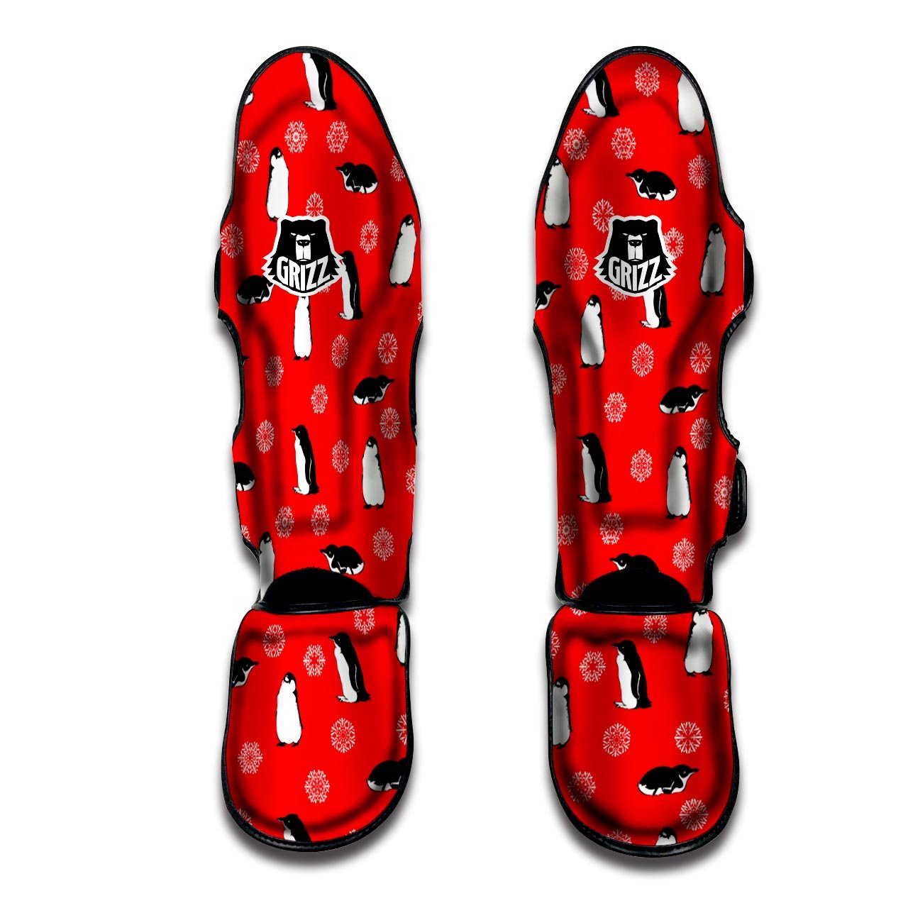 Penguin Red Snow Print Pattern Muay Thai Shin Guards-grizzshop